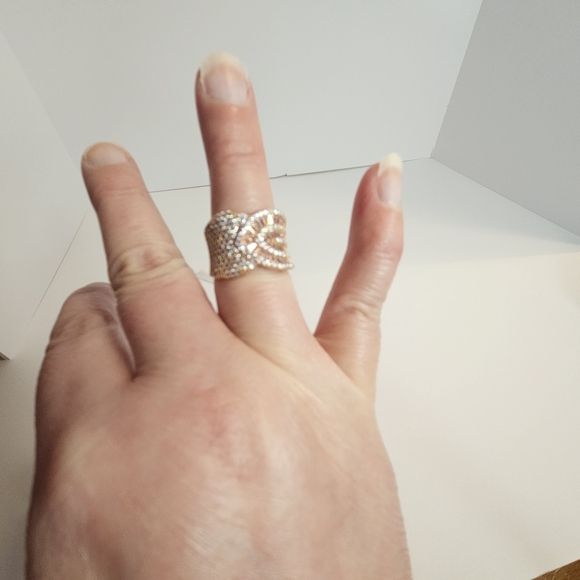 Elegant 18k Rose Gold over Sterling Silver Ring with 4.02ctw White and Pink SZ 7 - Picture 7 of 8